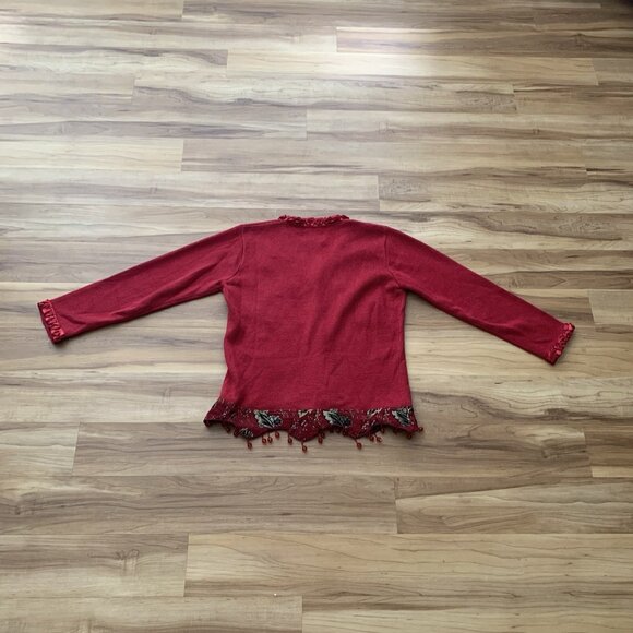 Storybook Knits Button Festive Holiday Reindeer Cardigan Sweater Small Vintage - Picture 9 of 11